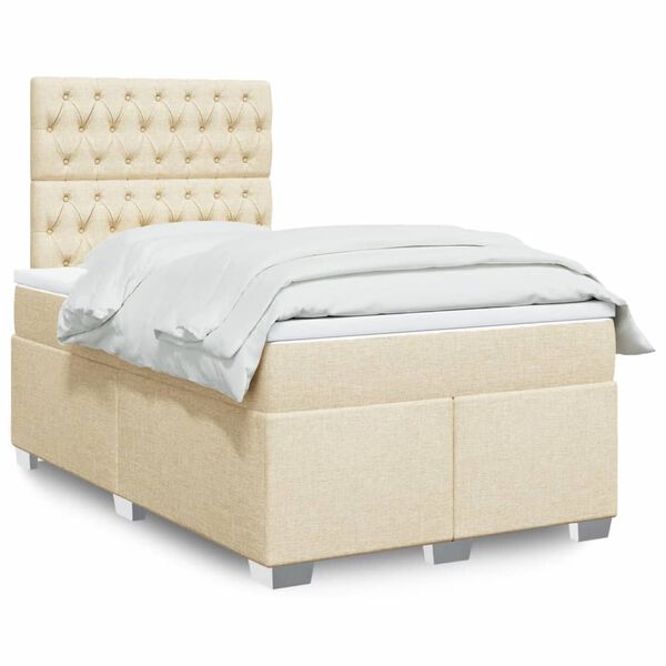 vidaXL &Kappa;&rho;&epsilon;&beta;ά&tau;&iota; Boxspring &mu;&epsilon; &Sigma;&tau;&rho;ώ&mu;&alpha; &Kappa;&rho;&epsilon;&mu; 120x190 &epsilon;&kappa;. &Upsilon;&phi;&alpha;&sigma;&mu;ά&tau;&iota;&nu;&omicron;