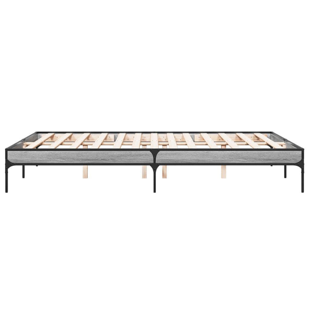 vidaXL Πλαίσιο Κρεβατιού Γκρι Sonoma 160x200 εκ. Επεξ. Ξύλο & Μέταλλο