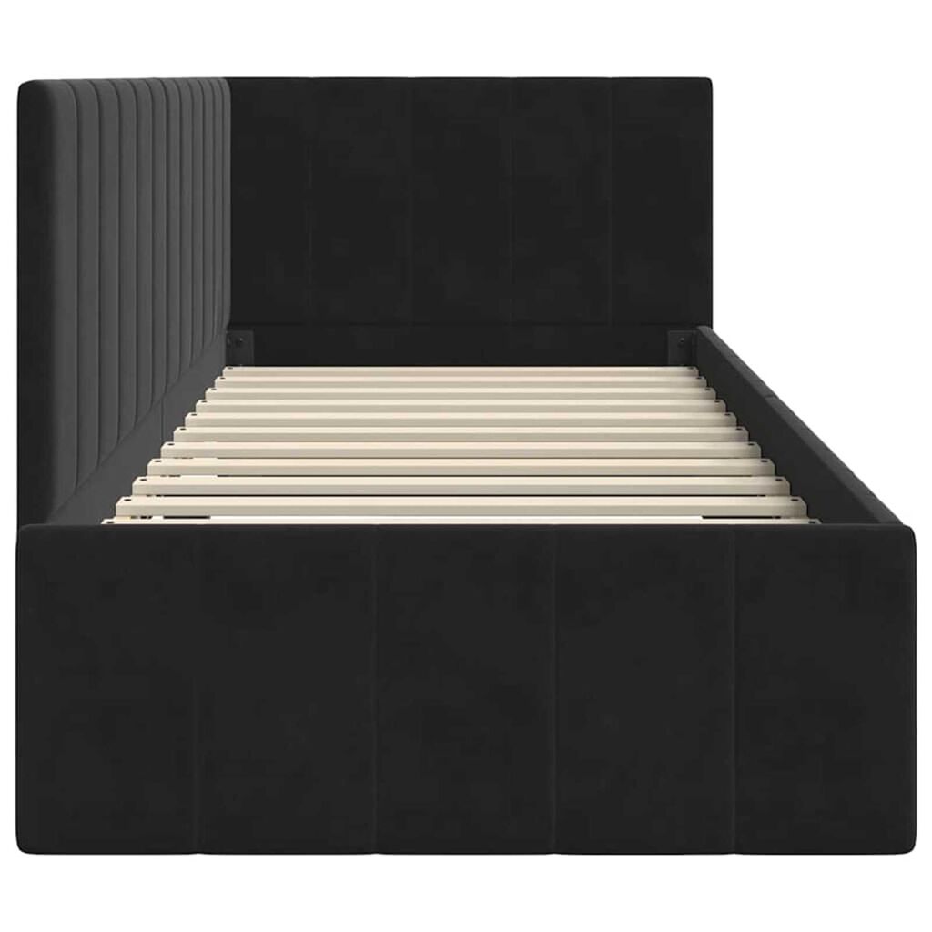 vidaXL Κρεβάτι Γωνίας με κεφαλάρι Μαύρο 80 x 200 cm Βελούδο