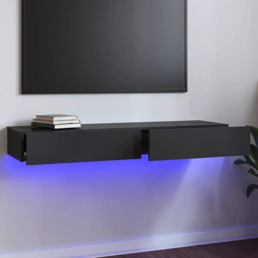 vidaXL Έπιπλο Τηλεόρασης με LED Γυαλιστερό Γκρι 120x35x15,5 εκ.