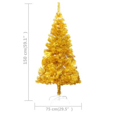 vidaXL Χριστουγεν Δέντρο Προφωτισμένο Τεχνητό Μπάλες Χρυσό 150εκ PVC
