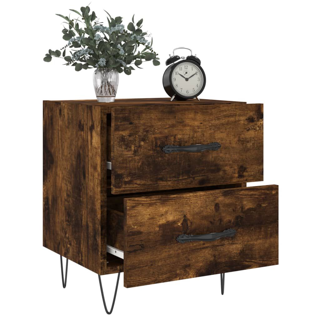vidaXL Κομοδίνα 2 τεμ. Καπνιστή Δρυς 40 x 35 x 47,5 εκ. Επεξεργ. Ξύλο