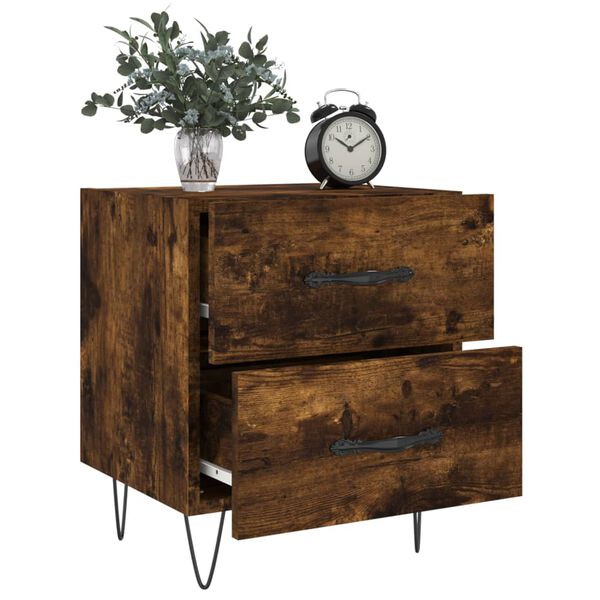 vidaXL Κομοδίνα 2 τεμ. Καπνιστή Δρυς 40 x 35 x 47,5 εκ. Επεξεργ. Ξύλο
