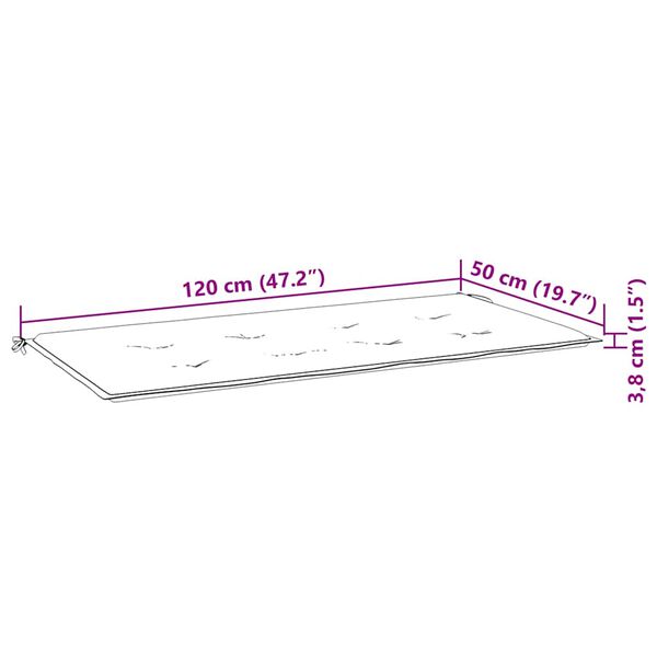 vidaXL Μαξιλάρι Πάγκου Κήπου Μπορντό 120x50x4 εκ. Ύφασμα Oxford