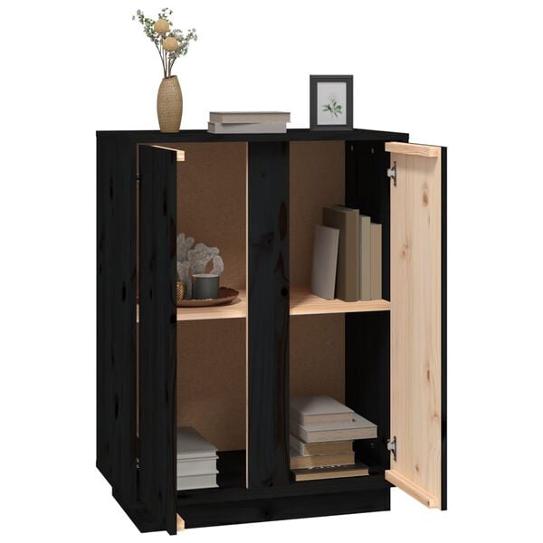 vidaXL Ντουλάπι Μαύρος 60x35x80 εκ. από Μασίφ Ξύλο Πεύκου