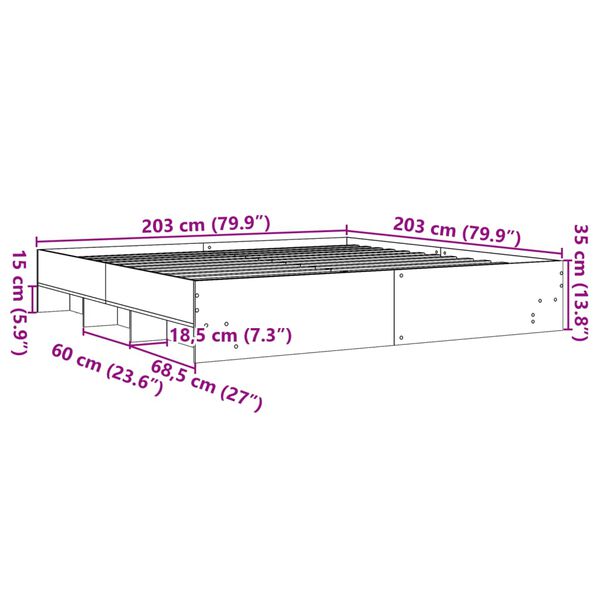 vidaXL Πλαίσιο Κρεβατιού Γκρι Sonoma 200x200 εκ. Επεξεργασμένο Ξύλο