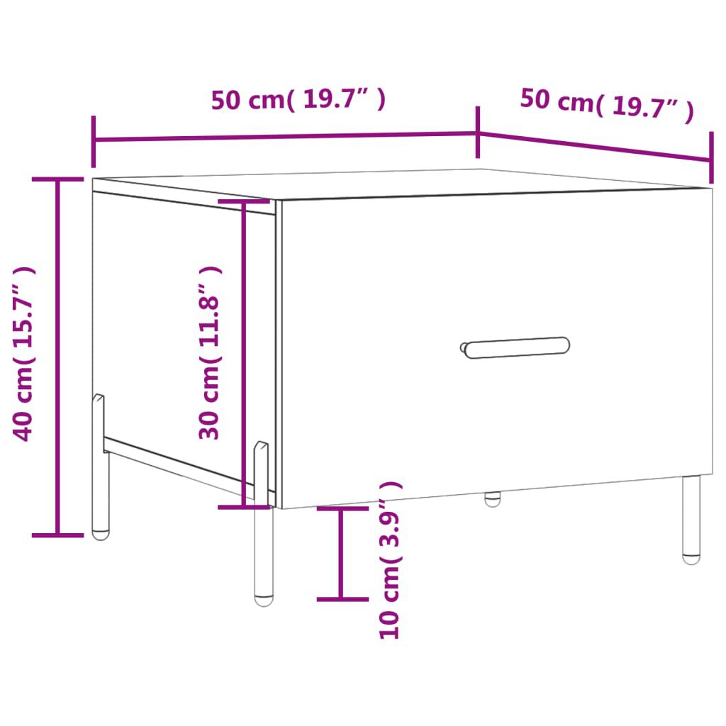 vidaXL Τραπεζάκια Σαλονιού 2 τεμ. Γκρι Σκυροδ. 50x50x40 εκ. Επεξ. Ξύλο