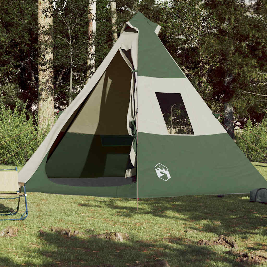 vidaXL Σκηνή Κάμπινγκ Tipi 7 Ατόμων Αδιάβροχη Πράσινη
