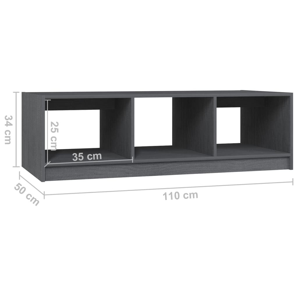 vidaXL Τραπεζάκι Σαλονιού Γκρι 110 x 50 x 34 εκ. από Μασίφ Ξύλο Πεύκου