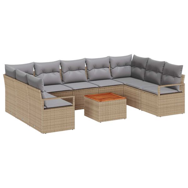 vidaXL Σετ Καναπέ Κήπου 10 pcs μπεζ και ανοιχτό γκρι