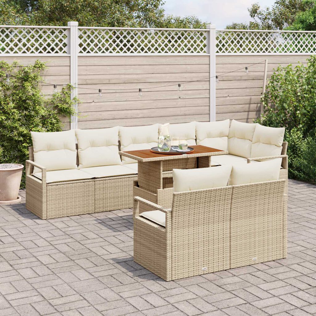 vidaXL Σετ Καναπέ Κήπου 9 pcs Μπεζ και Κρέμα 100 x 55 x 73 εκ