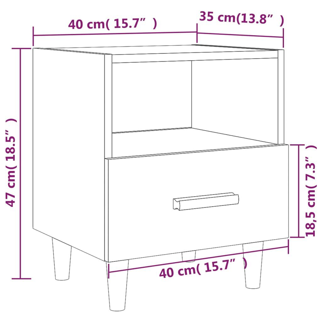 vidaXL Κομοδίνα 2 τεμ. Γυαλιστερό Λευκό 40 x 35 x 47 εκ.