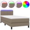 vidaXL &Kappa;&rho;&epsilon;&beta;ά&tau;&iota; Boxspring &mu;&epsilon; &Sigma;&tau;&rho;ώ&mu;&alpha; & LED Taupe 90x200 &epsilon;&kappa;. &Upsilon;&phi;&alpha;&sigma;&mu;ά&tau;&iota;&nu;&omicron;