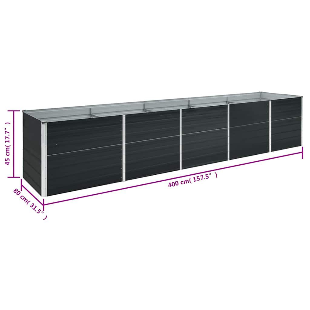 vidaXL Ζαρντινιέρα Υπερυψωμένη Ανθρακί 400x80x45 εκ. Γαλβαν. Χάλυβας