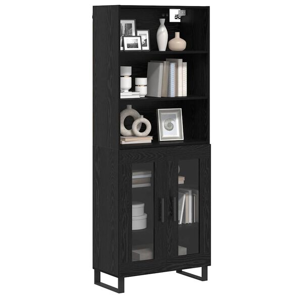 vidaXL Highboard &Mu;&alpha;ύ&rho;&eta; &Omicron;&xi;&upsilon;ά 69,5 x 34 x 180 &epsilon;&kappa;. &Epsilon;&pi;&epsilon;&xi;&epsilon;&rho;&gamma;&alpha;&sigma;&mu;έ&nu;&omicron; &xi;ύ&lambda;&omicron;