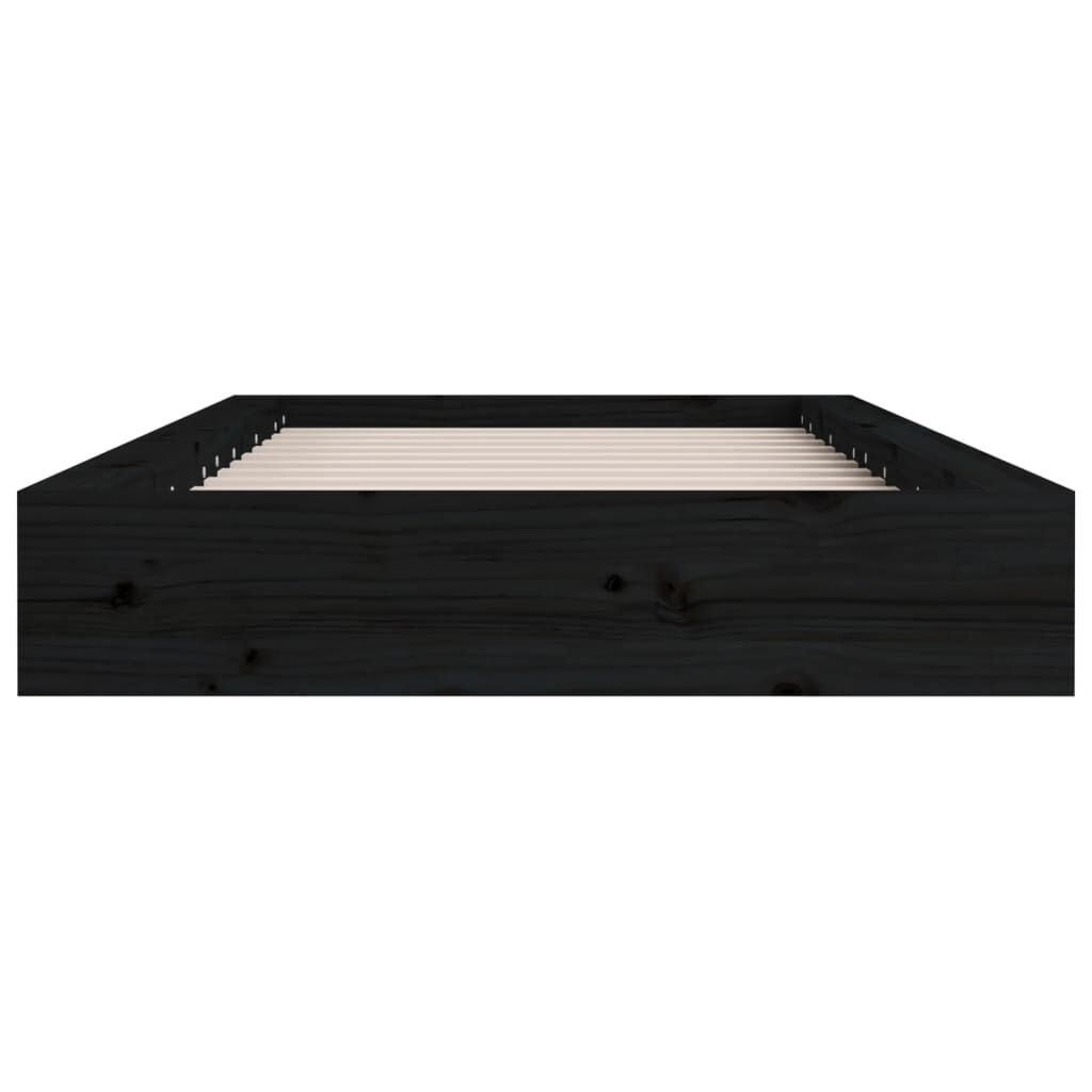 vidaXL Πλαίσιο Κρεβατιού Μαύρο 135x190 εκ. από Μασίφ Ξύλο Double