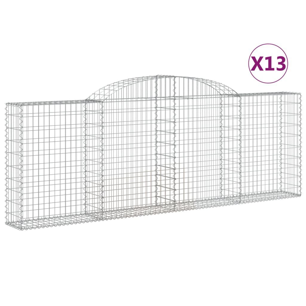 vidaXL Συρματοκιβώτια Τοξωτά 13 τεμ. 300x30x100/120 εκ. Γαλβαν. Ατσάλι
