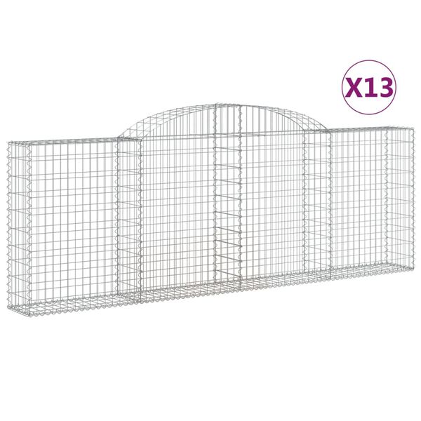 vidaXL Συρματοκιβώτια Τοξωτά 13 τεμ. 300x30x100/120 εκ. Γαλβαν. Ατσάλι