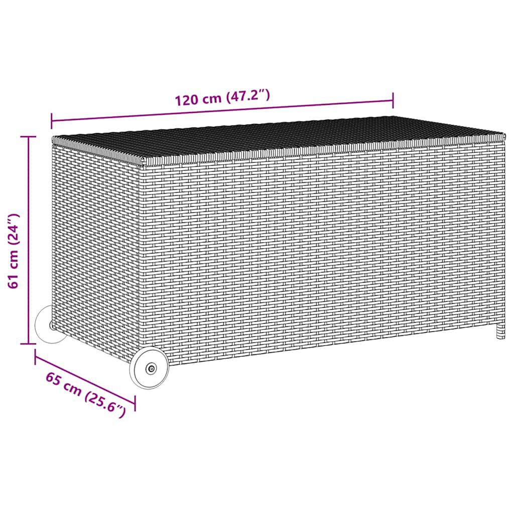 vidaXL Κουτί Αποθήκευσης Κήπου Ανοιχτό Γκρι 120x65x61 εκ. Συνθ. Ρατάν