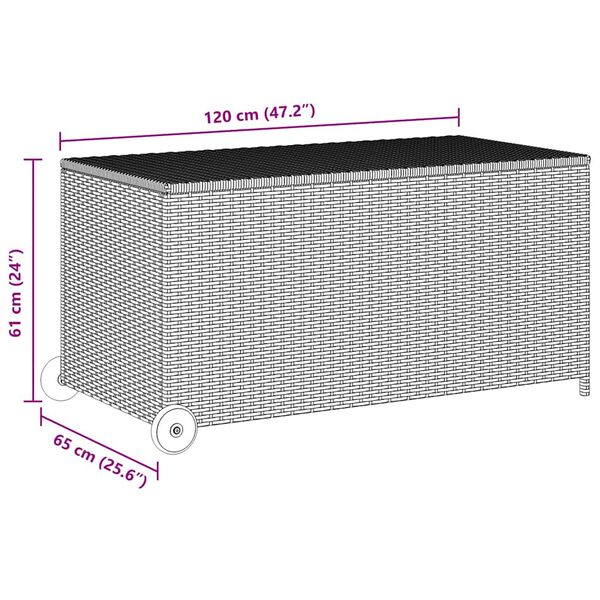 vidaXL Κουτί Αποθήκευσης Κήπου Ανοιχτό Γκρι 120x65x61 εκ. Συνθ. Ρατάν