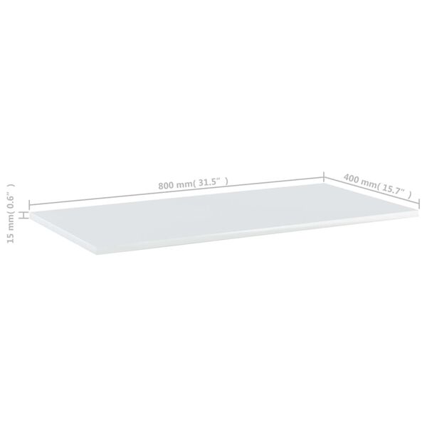 vidaXL Ράφια Βιβλιοθήκης 8 τεμ. Γυαλ. Λευκό 80x40x1,5 εκ. Μοριοσανίδα