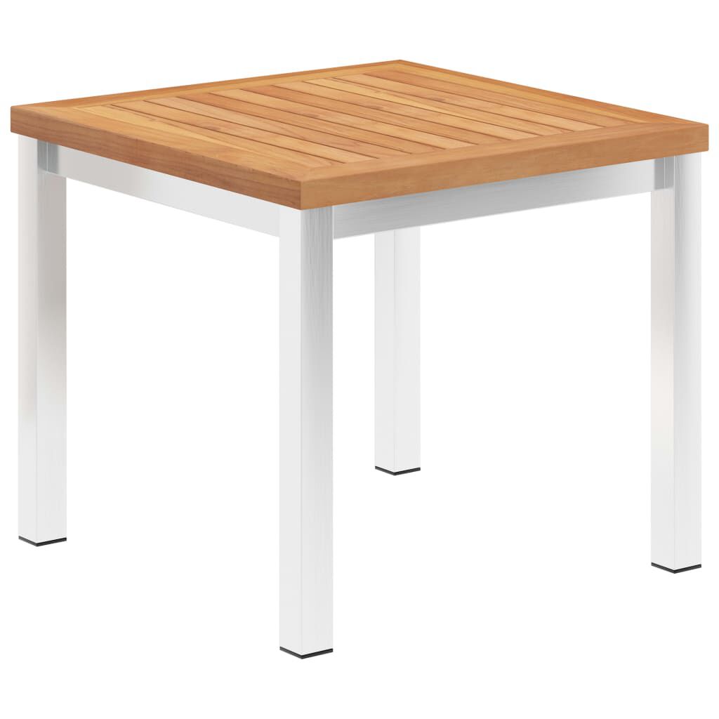 vidaXL Τραπεζάκι Κήπου 45x45x38 εκ. Μασίφ Ξύλο Teak / Ανοξ. Ατσάλι