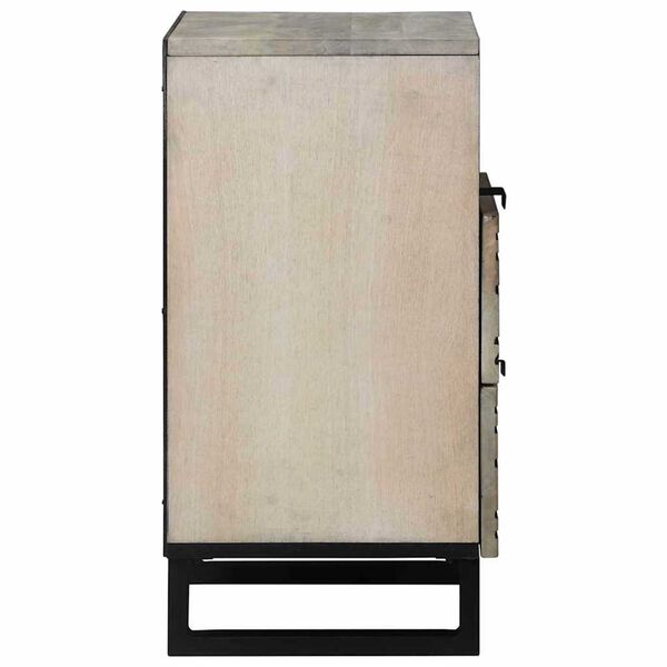 vidaXL Κομοδίνο Λευκό και μαύρο 50 x 33 x 60 εκ Μασίφ ξύλο μάνγκο