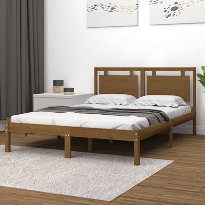 vidaXL Πλαίσιο Κρεβατιού Μελί 150 x 200 εκ. Μασίφ Ξύλο King Size