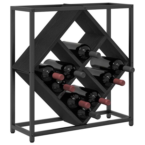 vidaXL Ράφι Κρασιού Μαύρη δρυς 51 x 18 x 52.5 εκ. Επεξεργασμένο ξύλο