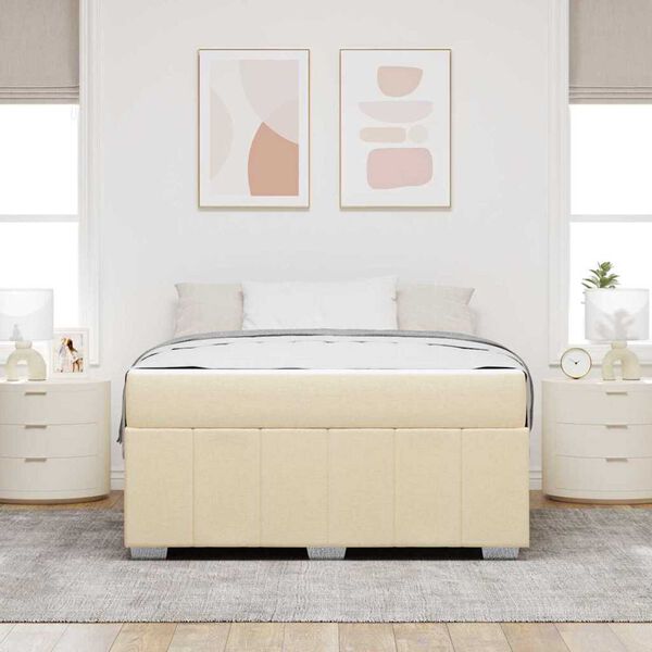 vidaXL Σκελετός Κρεβατιού με στρώμα Κρεμ 160 x 200 cm ύφασμα