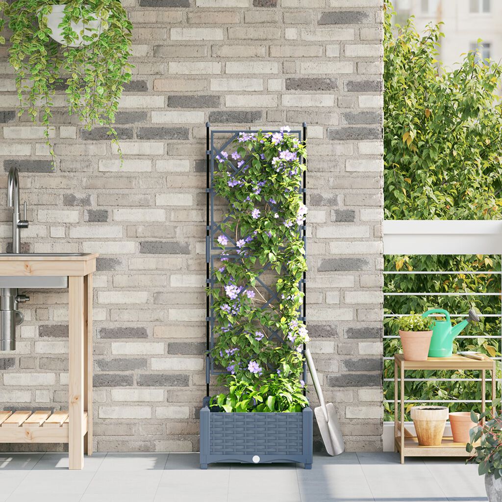 vidaXL Γλάστρα Κήπου με Στήλη Ανοιχτό Γκρι 40x40x125.5 εκ