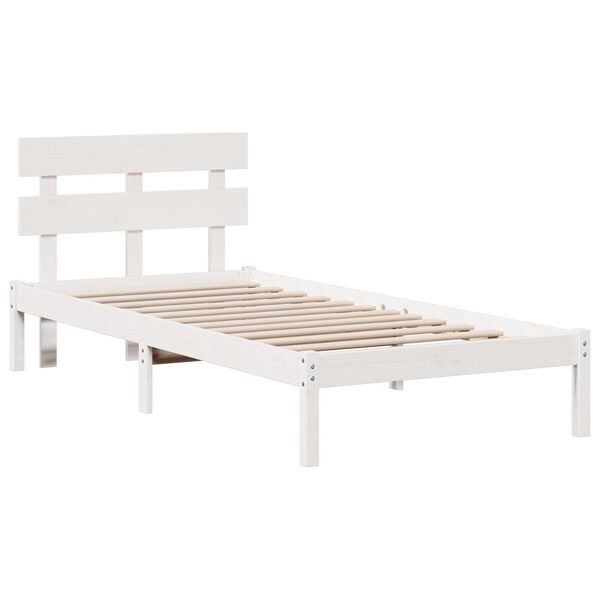 vidaXL Σκελετός Κρεβατιού Λευκό 75 x 190 cm Μασίφ ξύλο πεύκου