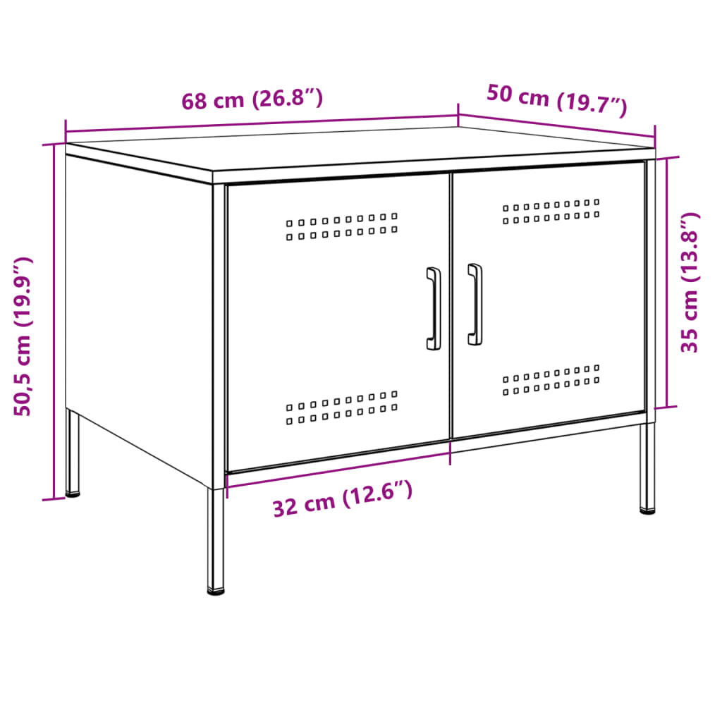 vidaXL Τραπέζι Κήπου Κίτρινο Μουσταρδί 68x50x50,5 εκ. Ατσάλινο