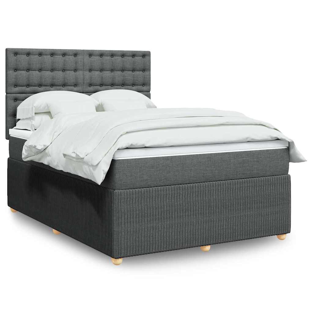 vidaXL Κρεβάτι Boxspring με Στρώμα Σκούρο Γκρι 140x200 εκ Υφασμάτινο