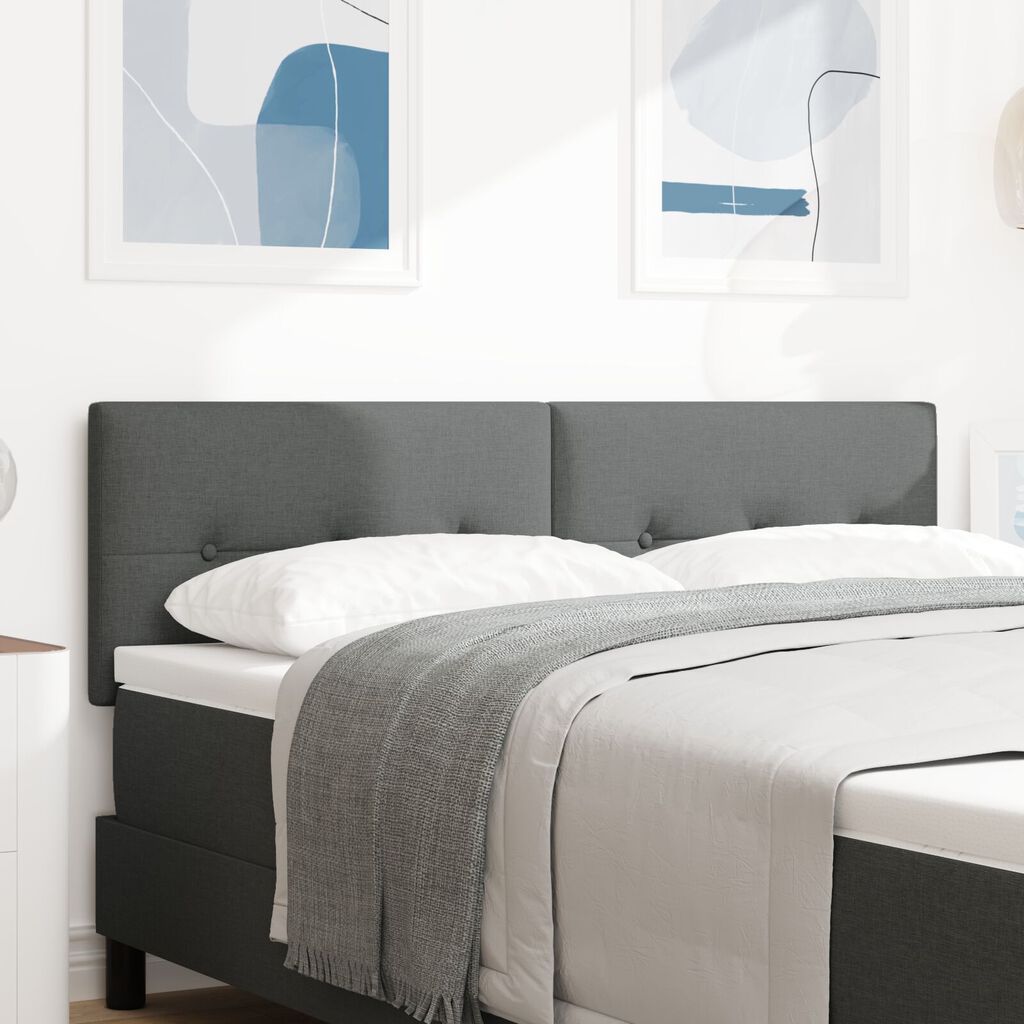 vidaXL LED Κεφαλάρι με Κουμπιά Σκοτεινό Γκρι 80 εκ Ύφασμα