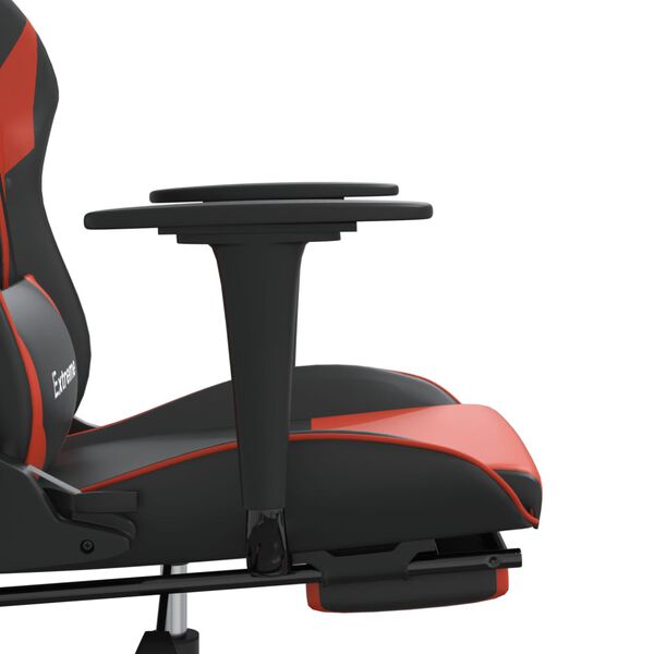 vidaXL Καρέκλα Gaming Μασάζ Υποπόδιο Μαύρο/Κόκκινο από Συνθετικό Δέρμα