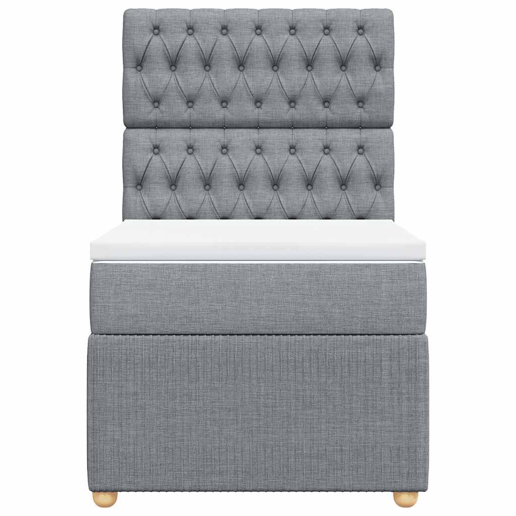 vidaXL Κρεβάτι Boxspring με Στρώμα Ανοιχτό Γκρι 90x190 εκ. Υφασμάτινο