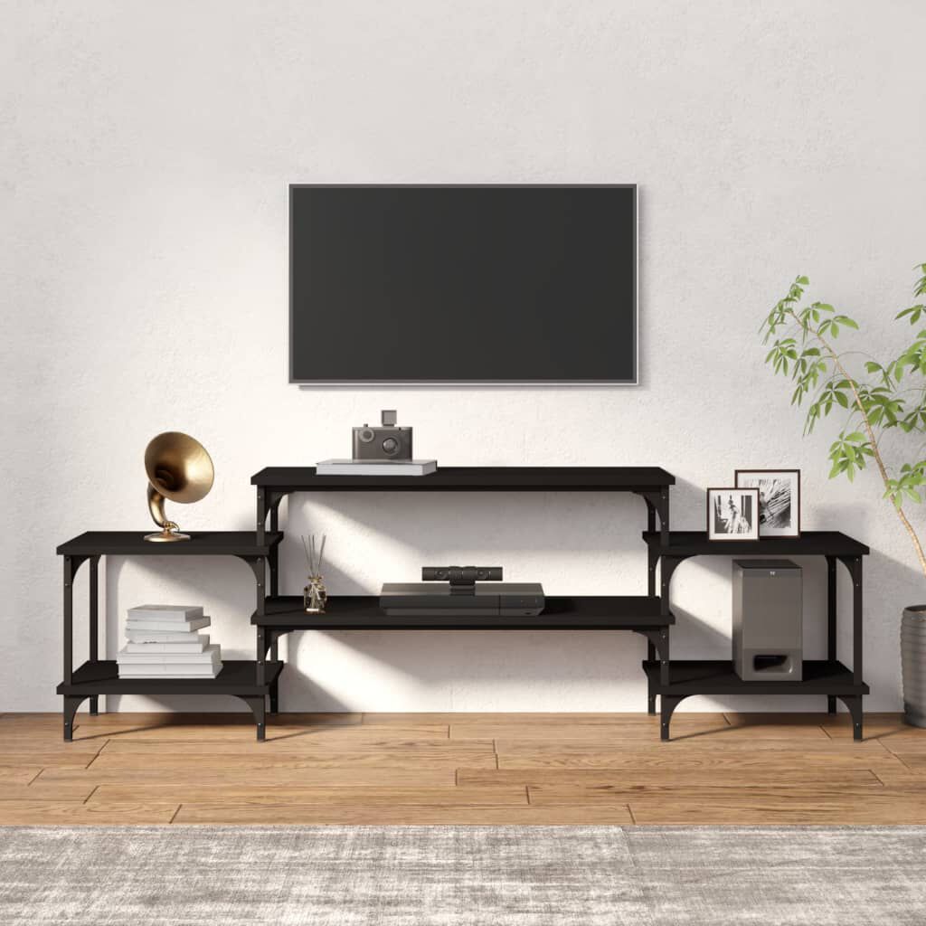 vidaXL Έπιπλο Τηλεόρασης Μαύρο 157x35x52 εκ. Επεξ. Επεξεργασμένο Ξύλο