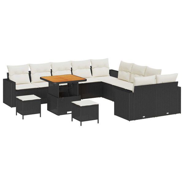 vidaXL Σετ Καναπέ Κήπου 13 pcs Μαύρο και κρεμ 80 x 80 x 71 cm