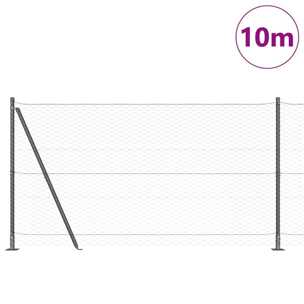 vidaXL Φράχτης με Στήλες. Γκρι 1.2 x 10 m Ατσάλι με επικάλυψη PVC