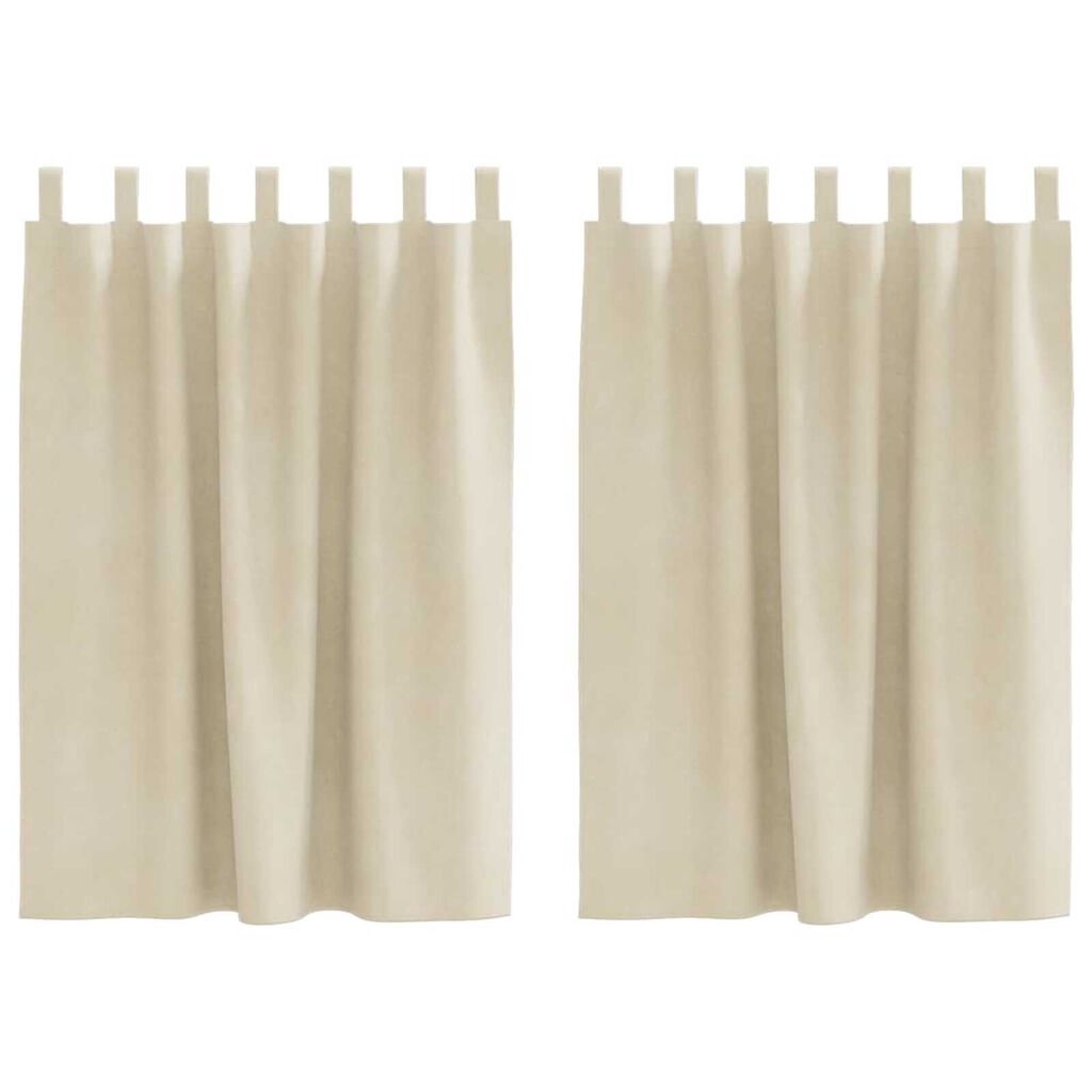 vidaXL Κουρτίνες με κουρτίνες 2 pcs Κρεμ 140 x 140 cm Βελούδο