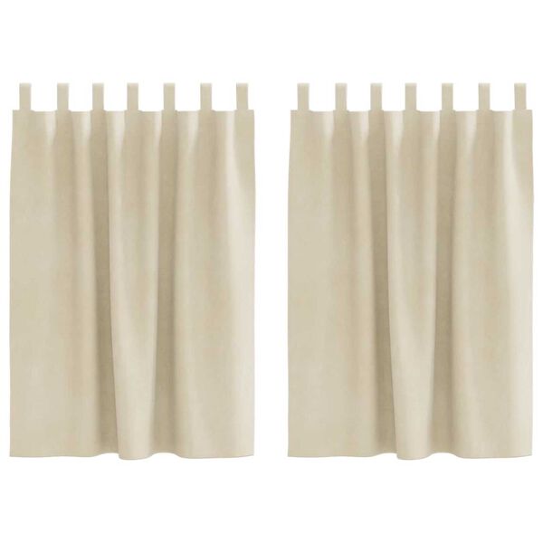 vidaXL Κουρτίνες με κουρτίνες 2 pcs Κρεμ 140 x 140 cm Βελούδο