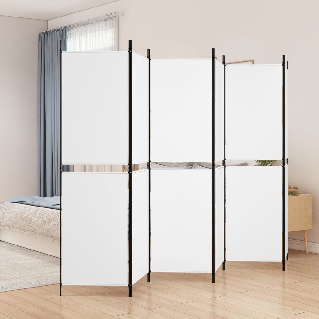 vidaXL Διαχωριστικό Δωματίου με 6 Πάνελ Λευκό 300x180 εκ. από Ύφασμα