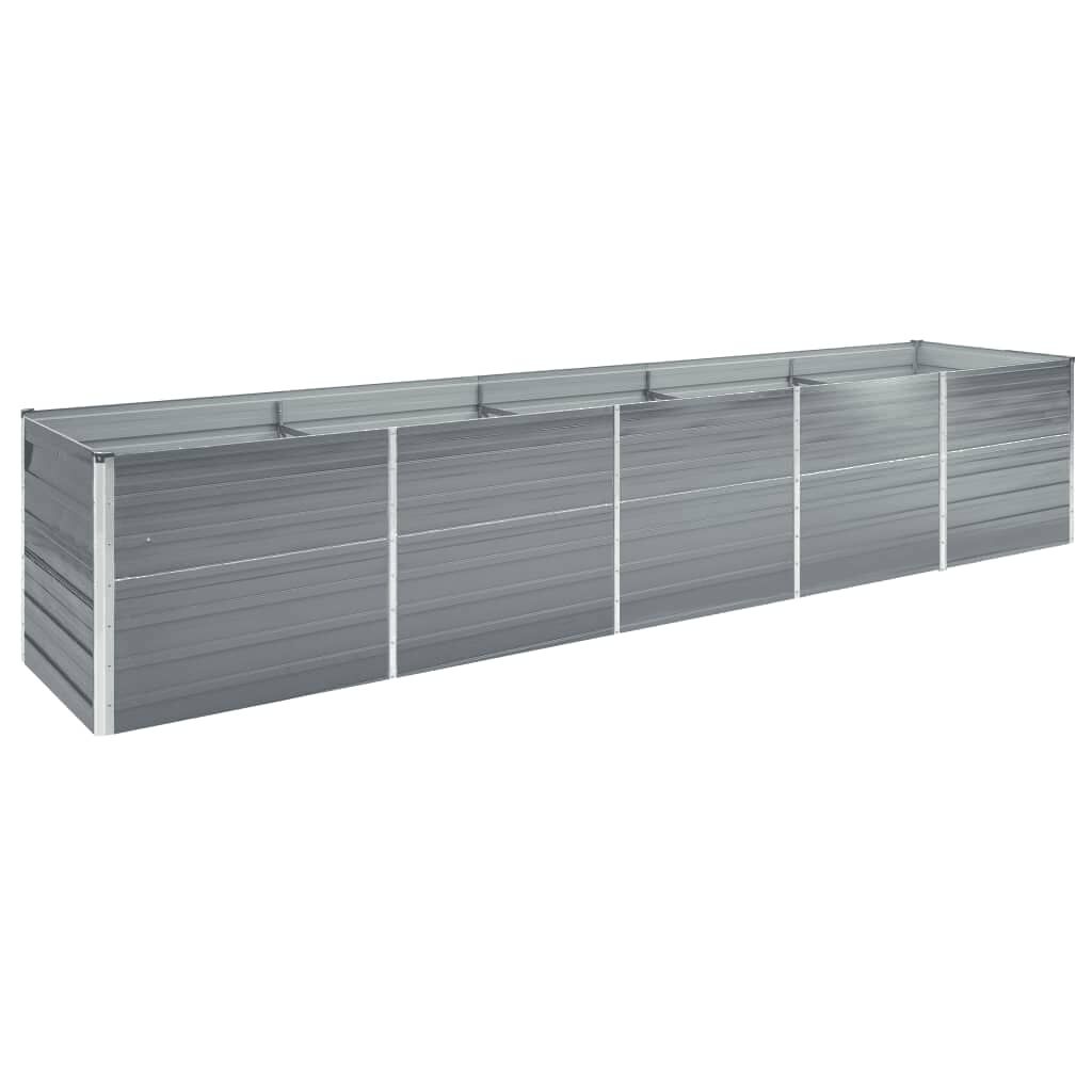 vidaXL Ζαρντινιέρα Υπερυψωμένη Γκρι 400x80x45 εκ. Γαλβαν. Χάλυβας