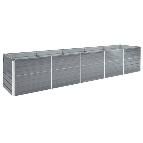vidaXL Ζαρντινιέρα Υπερυψωμένη Γκρι 400x80x45 εκ. Γαλβαν. Χάλυβας
