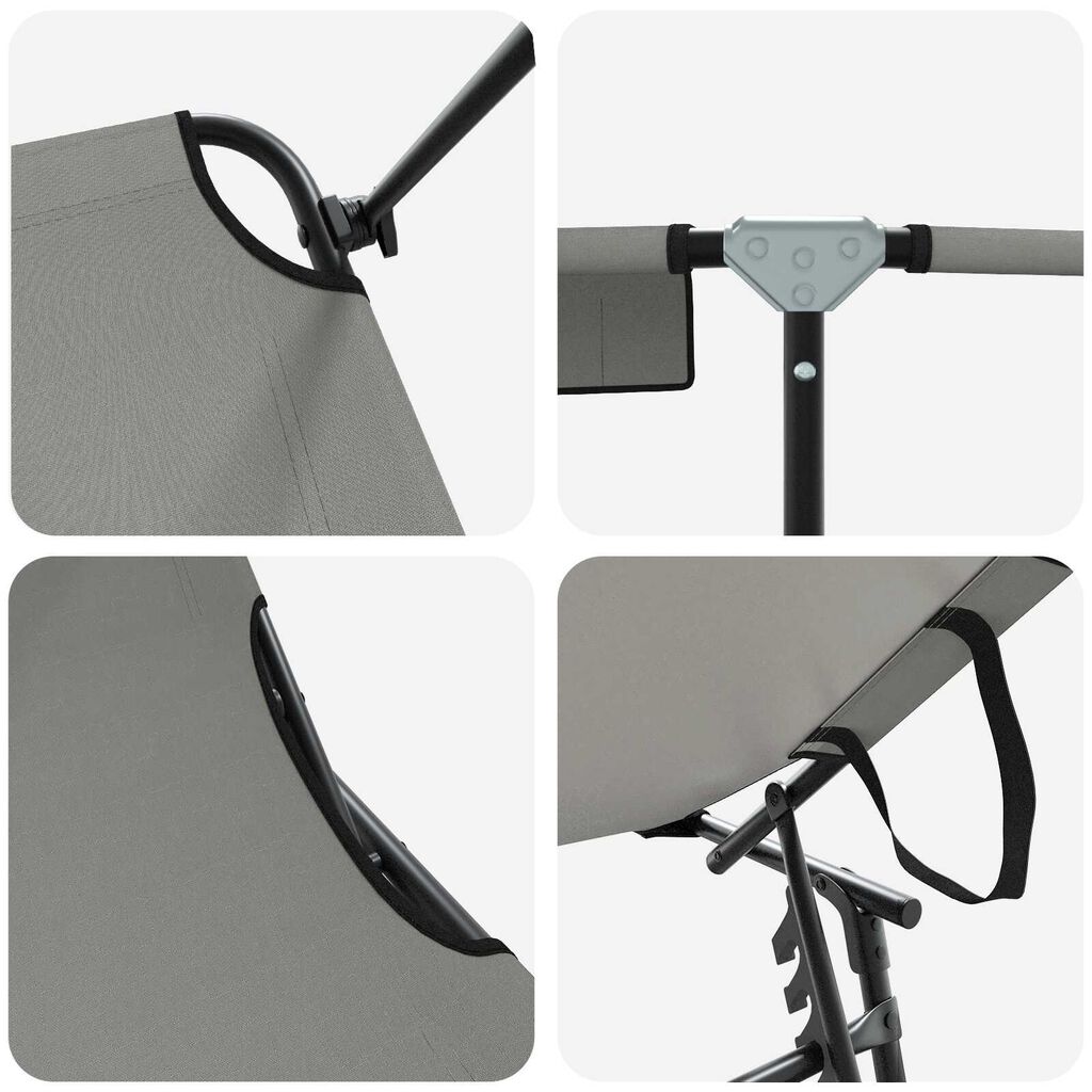 vidaXL Πτυσσόμενη ξαπλώστρα με μαξιλάρι Γκρι 56 x 190 x 81εκ ύφασμα