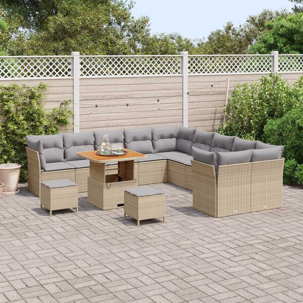 vidaXL Σετ Καναπέ Κήπου 13 pcs Μπεζ συνθετικό ρατάν