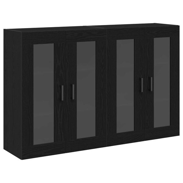 vidaXL Τοίχοι Βαθιά Κ cabinets 2 τεμάχια Μαύρο Δρυς 69,5x34x90 εκ Μηχανικής Ξυλείας