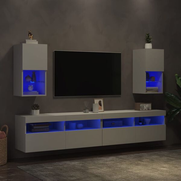 vidaXL Έπιπλα Τηλεόρασης με LED 2 τεμ. Λευκά 30,5x30x60 εκ.