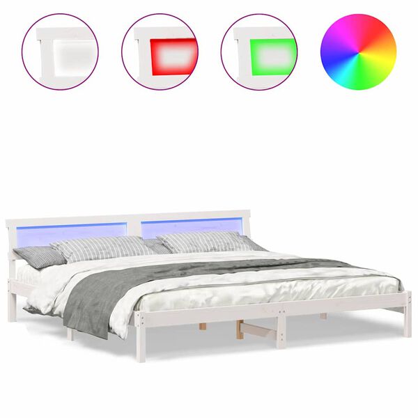 vidaXL Σκελετός Κρεβατιού Λευκό 180 x 200 cm Μασίφ ξύλο πεύκου